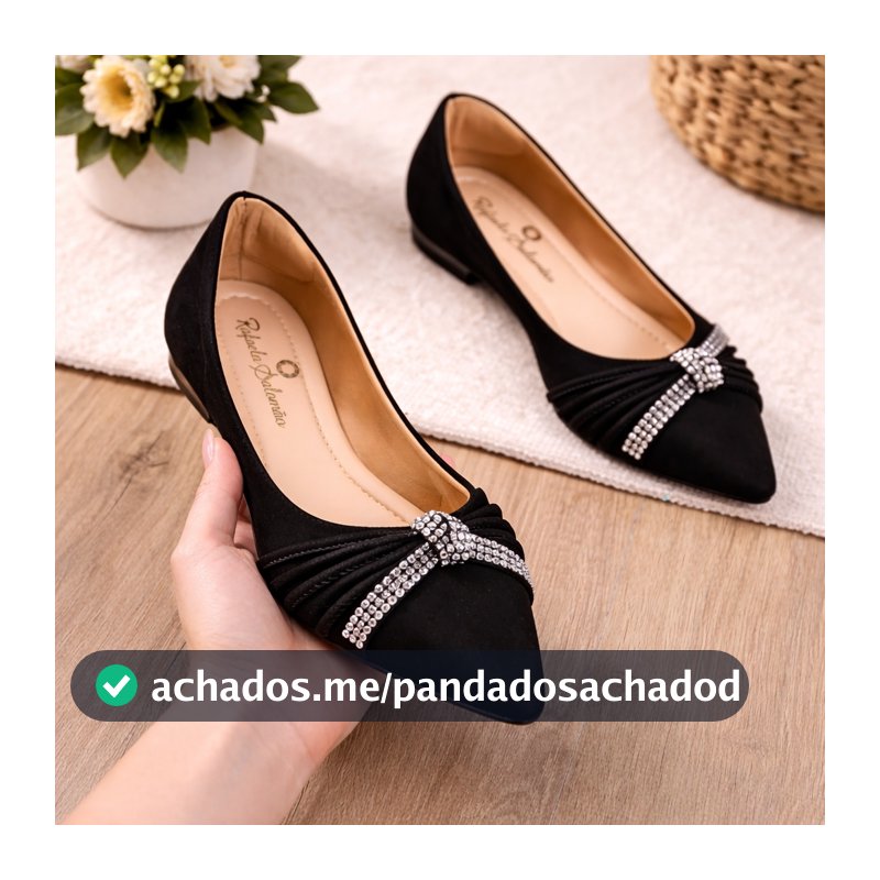 Sapatilha Feminina Bico Fino Strass Confórtavel Original Pronta Entrega sapato baixo