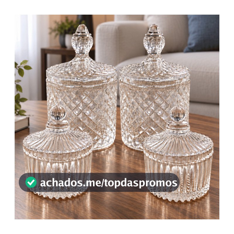 Kit 4 Peças - 2 Potiches ABACAXI Vidro + 2 Bombonieres CARROSEL Potes Doces Lembrancinha Festa Mesa