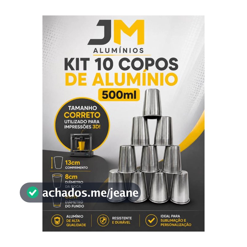 Kit 10 Copos de Alumínio Multifuncional 500ml