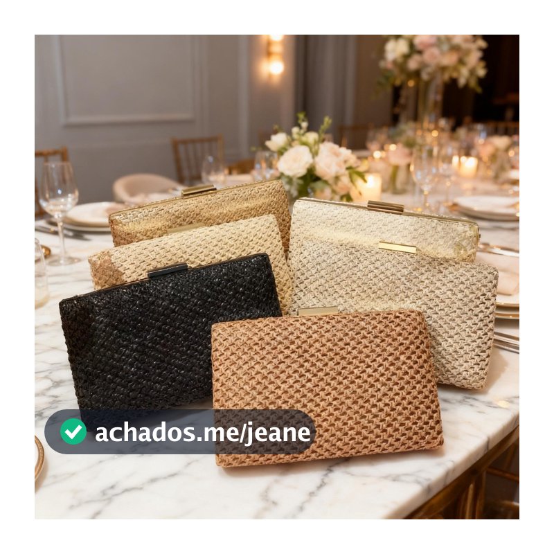 Bolsa Clutch Luxuosa de Palha Bolsa de Mão para Festas e Jantares