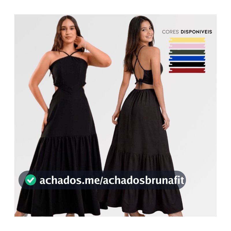 Vestido Longo Feminino Recorte Lateral Alcinha Cruzada Soltinho Elegante Festa Casamento