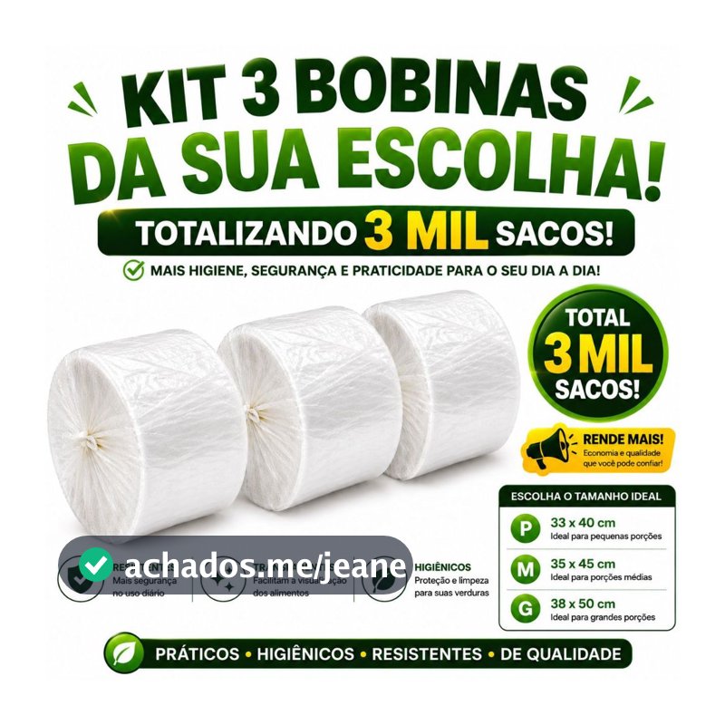 Kit 3 Bobina Fundo Estrela 3000 Sacos Plásticos Grande 38x50cm Mercado e Hortifruti