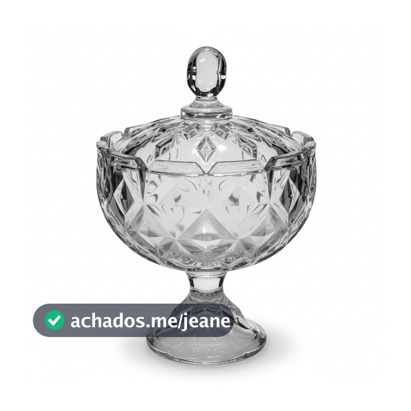 Bomboniere 24 Cm De Cristal Azul Com Pé E Tampa Crown