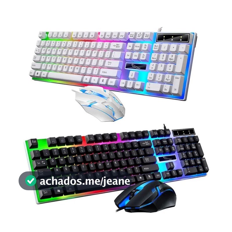 Kit Gamer Teclado Semi Mecânico + Mouse Com Fio RGB Completo para seu Setup PC Notebook Envio Rápido