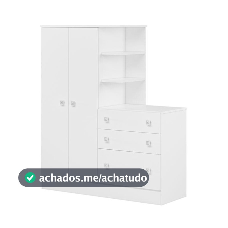 Guarda Roupa com Cômoda Doce Sonho 4070 Branco Brilho – Qmovi