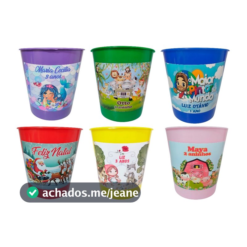 Kit Balde Lembrancinha de Aniversario Personalizado 400ml