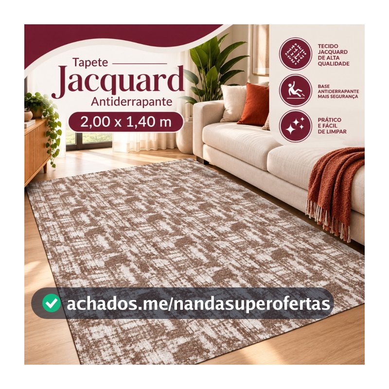 Tapete Sala Antiderrapante 2,00x1,40m Luxo Moderno Decorativo Quarto Escritório
