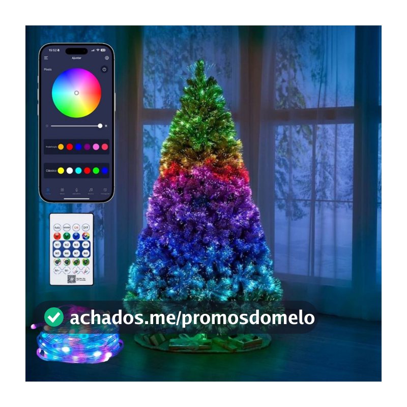Pisca Pisca 100 Leds 10m Natal Smart Bluetooth USB 100 Controle 6 Funções IP65 Prova De Água LuvinCo