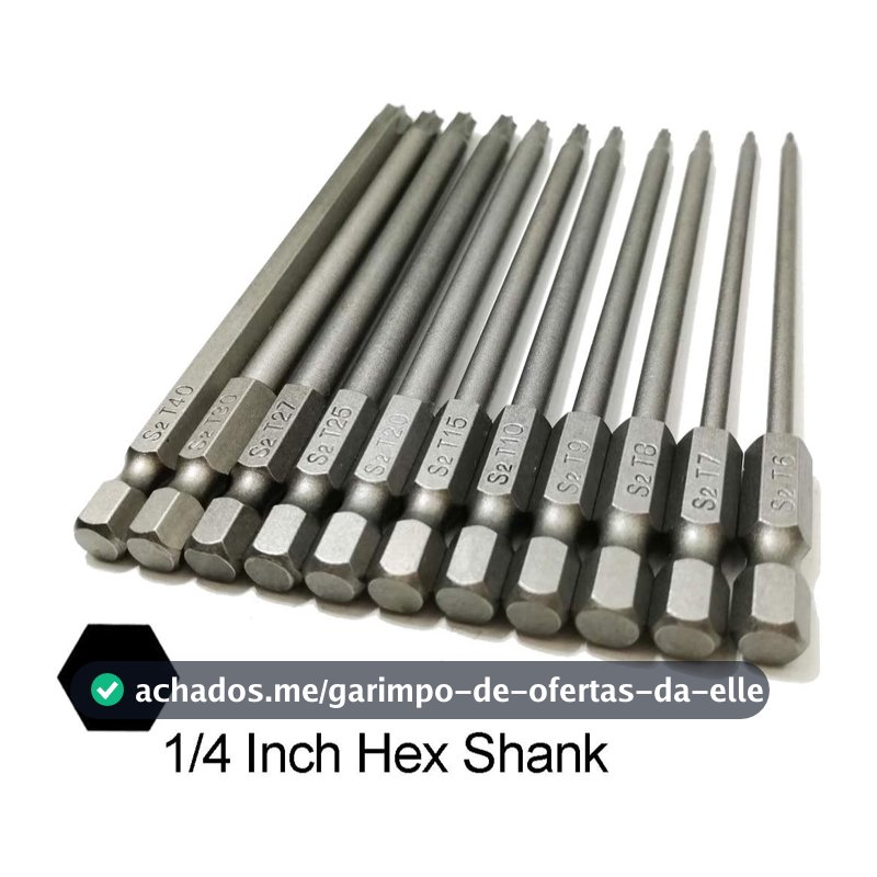 kit 11 chaves bits torx 100mm Compatíveis com parafusadeiras, chaves manuais e elétricas