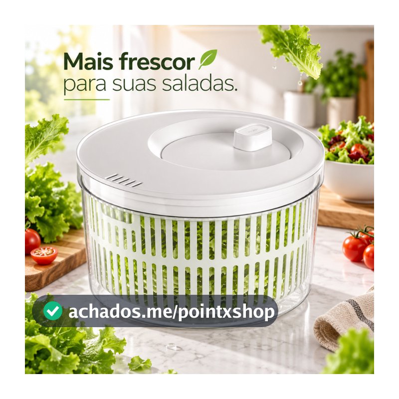 Secador de Salada 5.5 L Organizador Manual Folhas Giratório Legumes Verduras Alface Alimento