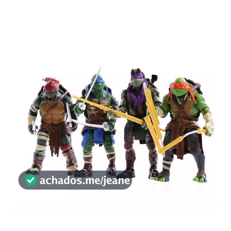 Kit 4 Bonecos Tartarugas Ninja Articulados + Acessórios Versão Clássico Action figure