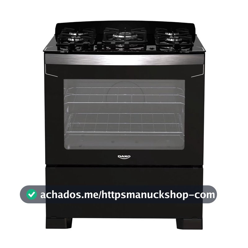 Fogão 5 Bocas Preto com Tripla Chama Dako Diplomata Mesa de Vidro