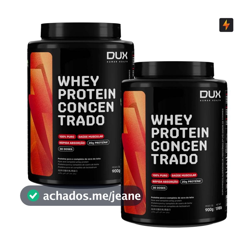 Kit 2x Whey Protein Concentrado 900g Dux Nutrition Human Health Original