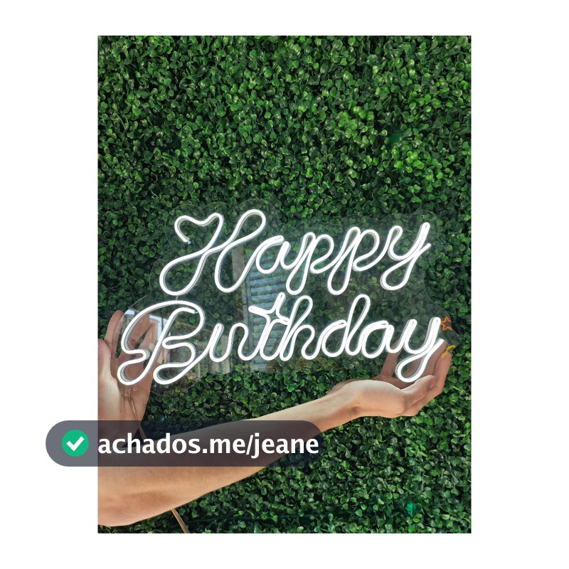 Painel de LED Neon Acrílico 3mm "Happy Birthday" - 50x29cm
