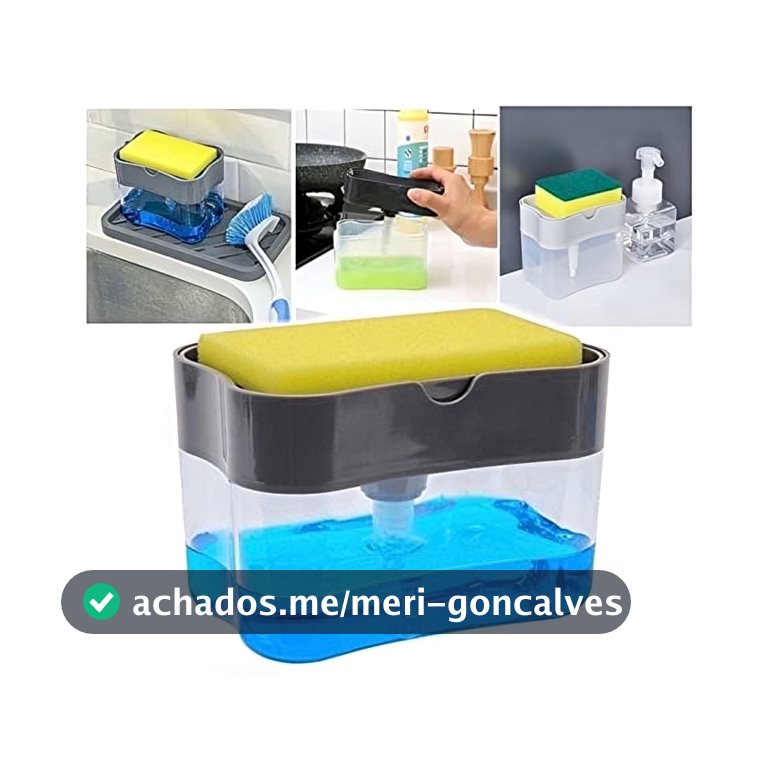 Dispenser Porta Detergente e Sabão Líquido com Suporte para Esponja Cozinha Compacto 500ml