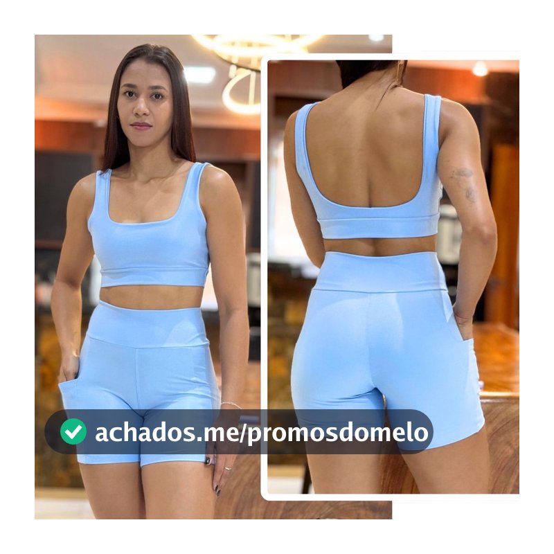 Conjunto de Academia Feminino Short com Bolso Zero Transparência e Cintura Alta + Top com Forro Duplo
