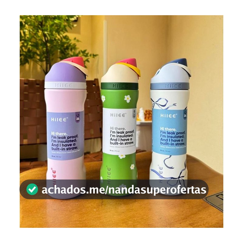 Hilee Garrafa Térmica 304 Inox Free Sip com Canudo, Tampa Dupla, Anti Vazamento, Portátil