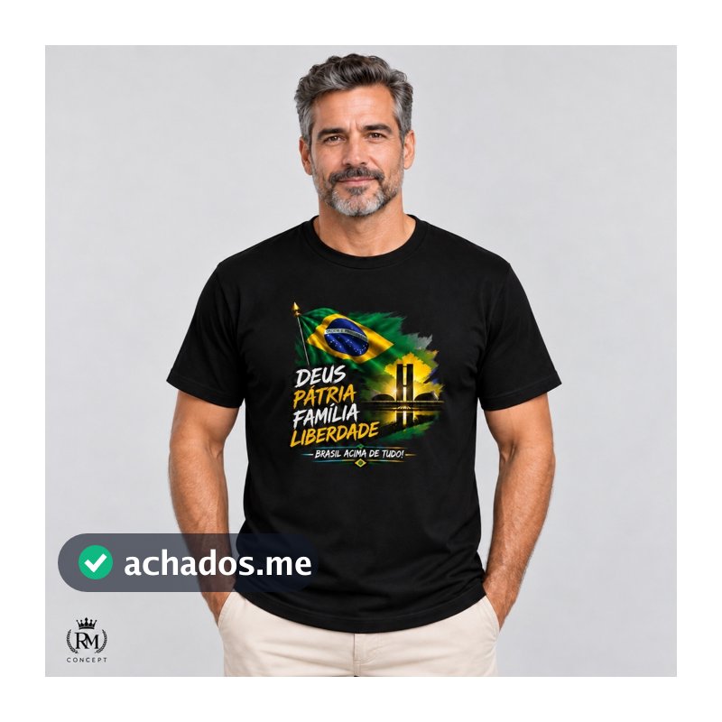 Camiseta Direita Deus Pátria Família e Liberdade Brasil Acima de Tudo  Camisa Unissex 100% Algodão 30.1 Leve Confortável