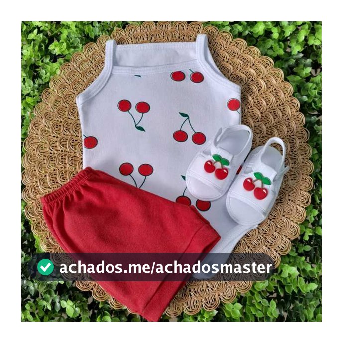 Conjunto Sandália Com Body E Short Bebe Menina Mesversário Estampado Verão 100% Suedine