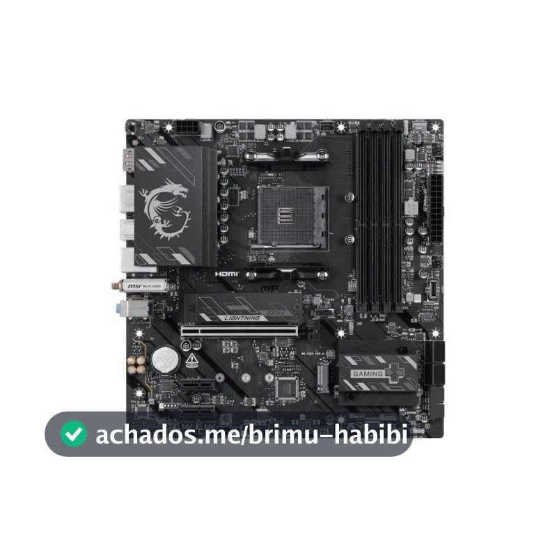 Placa-Mãe MSI B550M Gaming Plus WiFi6E, AMD AM4, DDR4, Wi-Fi 6E, Bluetooth 5.2, Preto e Prata - B550M GAMING PLUS WIFI6E