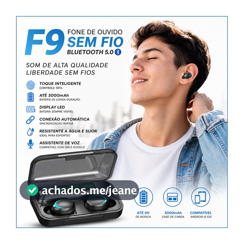 F9 Fone De Ouvido Sem Fio TWS Fones Bluetooth M10 Intra-Auricular Estéreo Esportivo Com Microfone