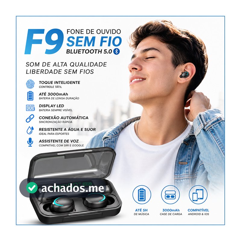 F9 Fone De Ouvido Sem Fio TWS Fones Bluetooth M10 Intra-Auricular Estéreo Esportivo Com Microfone