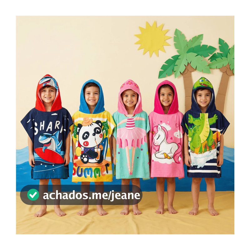 Toalha Roupão Infantil para Piscina Praia com Capuz | Po Menino e Menina-zlar