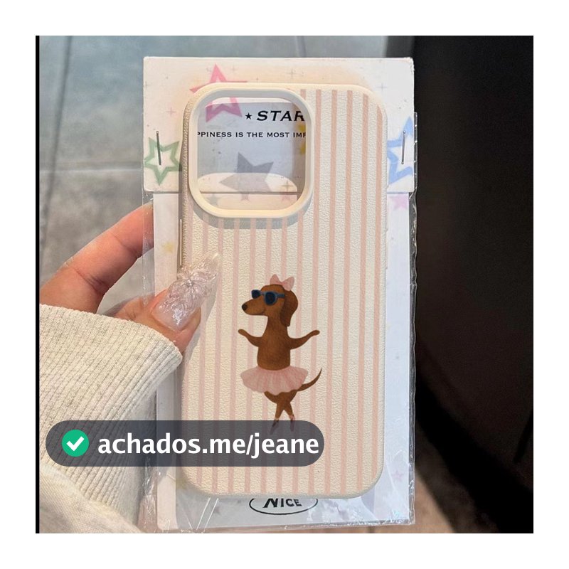 Listrado Ballet Dachshund Textura De Couro Caso Telefone Para IPhone 16 17 15 14 13 12 11 18 Pro Max Plus 16E XS Capa