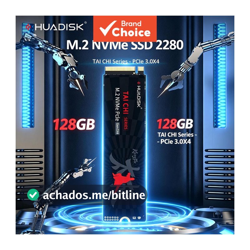 HUADISK SSD PCIe Gen 3 128GB M.2 NVMe para notebook, desktop e PC