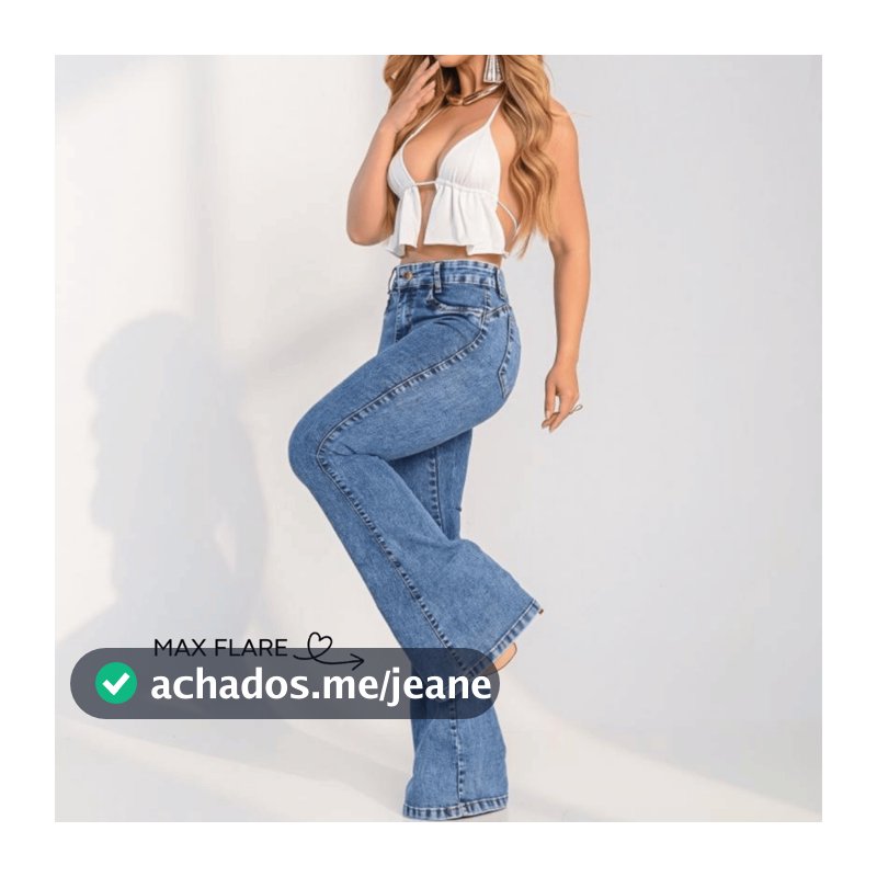 Calça Flare Jeans Marmorizada Premium Cintura Alta Com Bastante Elastano