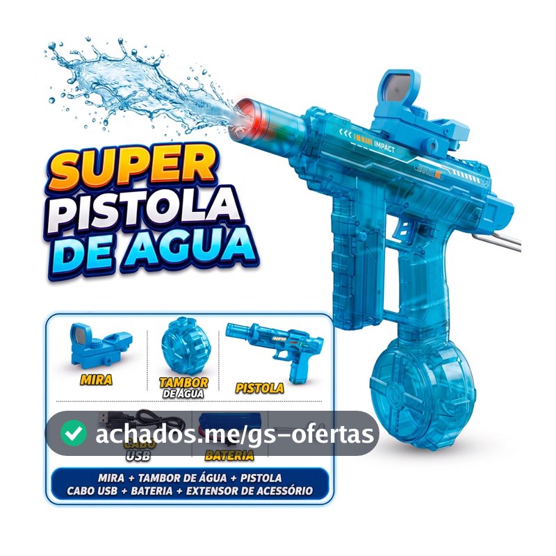 Pistola De Água Submetralhadora Elétrica Automática Recarregável Jato Piscina Praia Infantil