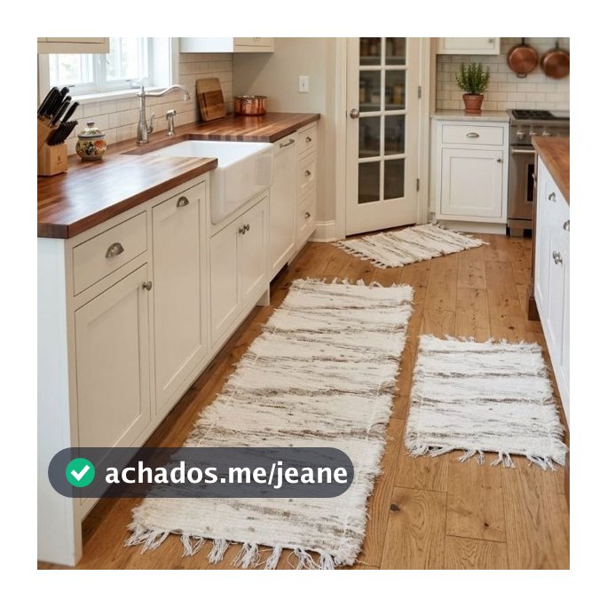 Jogo de Tapetes Cozinha 3 Peças 2 Tapetes + 1 Passadeira – 100% Algodão | Antiderrapante, Lavável e Super Macio