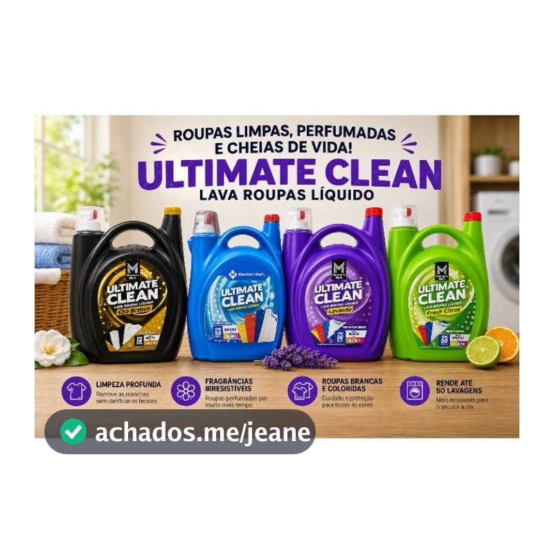Sabão Liquido Ultimate Clean Lava Roupas Eco 5 litros Poder de Limpeza Alto Rendimento