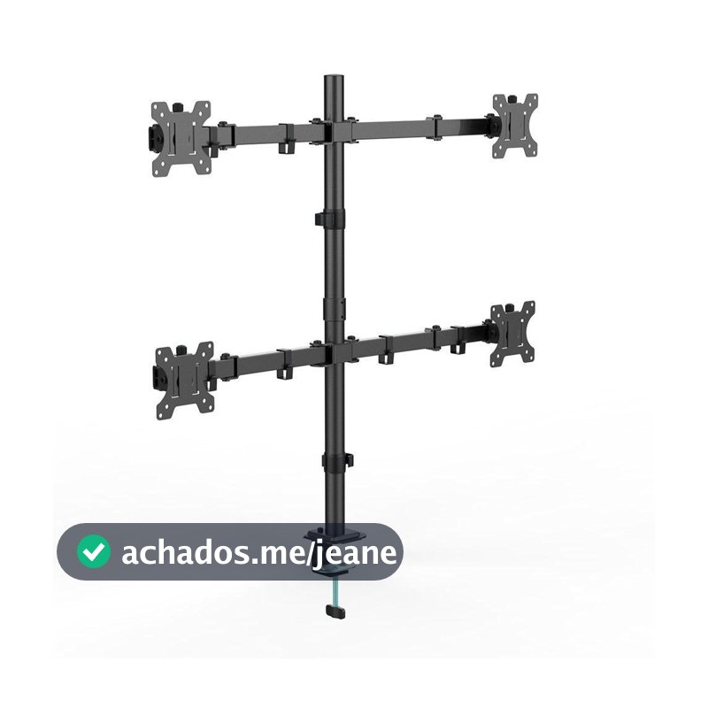 Suporte de Mesa Articulado para 4 Monitores de 13" a 32" Ergofirst, Ajuste de Inclinação, Preto - G01-C048N