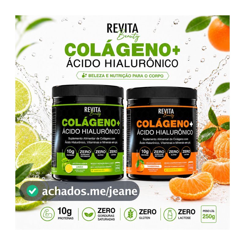 Colágeno com Ácido Hialurônico Revita Beauty Zero Açúcar e Verisol - ROMOÇÃO + FRETE GRÁTIS