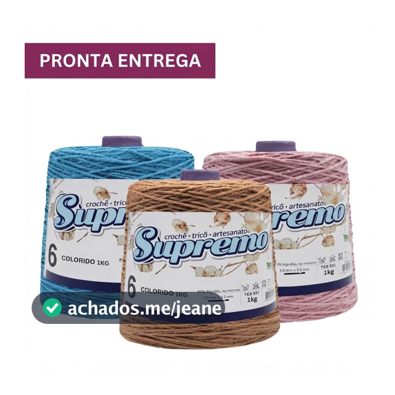 Barbante Supremo 1 kg FIO 6 - Crochê e Artesanato 1045 Metros