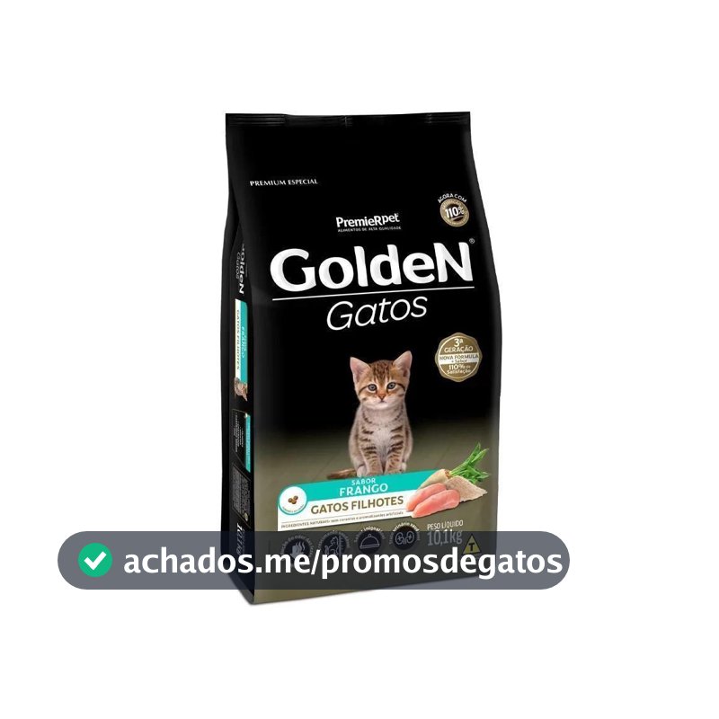 Ração para Gatos Filhotes Sabor Frango Golden Fórmula 10,1Kg