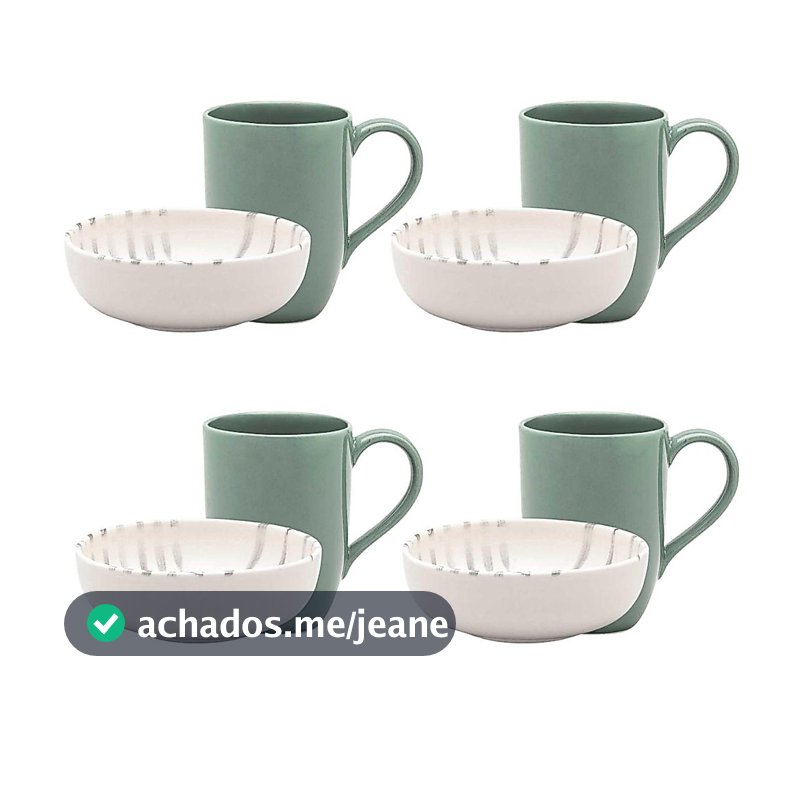 Jogo Lanche De 8 Peças Oxford Flat Samambaia