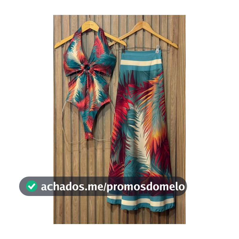 Kit Conjunto Body Maiô E Pareô Saida De Praia Premium Saída de banho Body Maiô