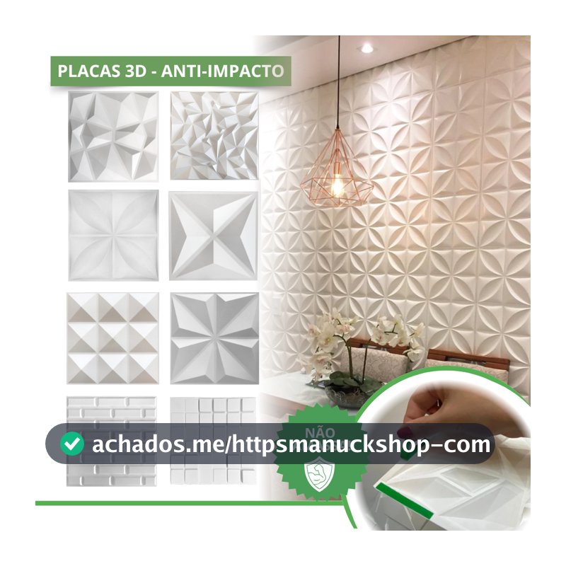 Kit 5/11/22 Placas 3D Acompanha dupla-face Revestimento de Parede Decorativa 30x30cm | Não Amassa