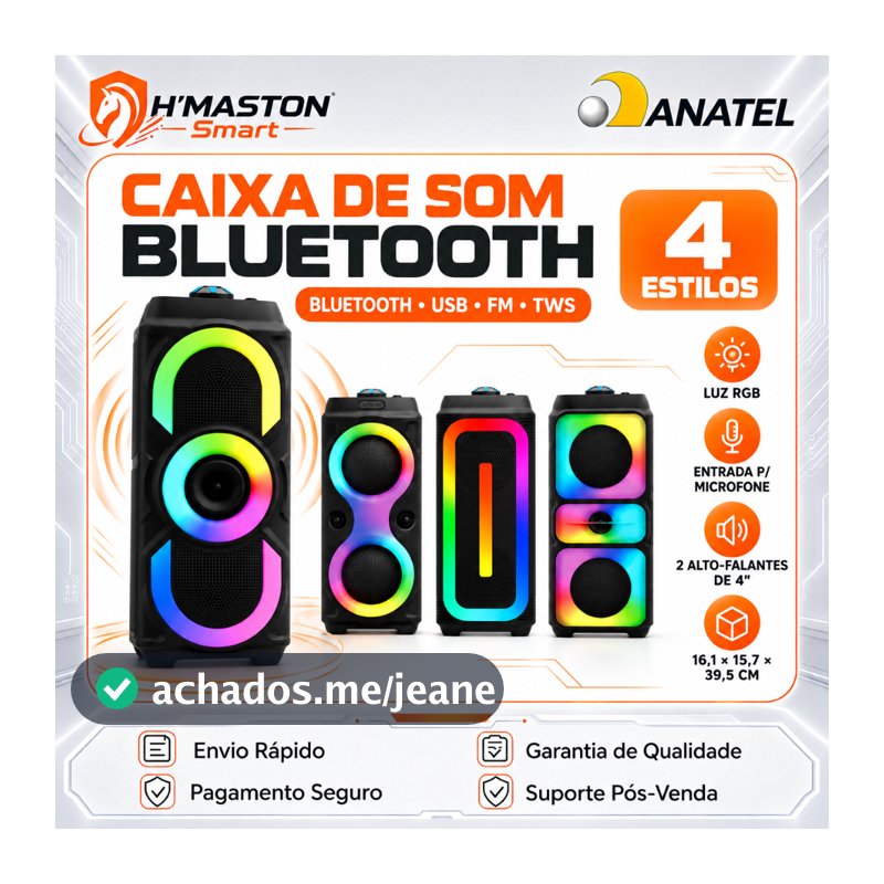 H'MASTON QS Caixa De Som Bluetooth Portátil Som Caixa Bluetooth Caixa De Som Com Radio Fm Caixa De Som Tws