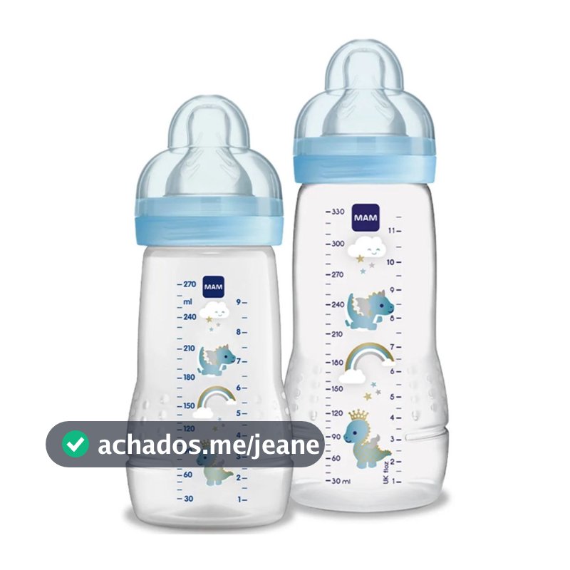 Kit 2 Mamadeiras Easy Active Set 270ml+330ml MAM 2+ Meses