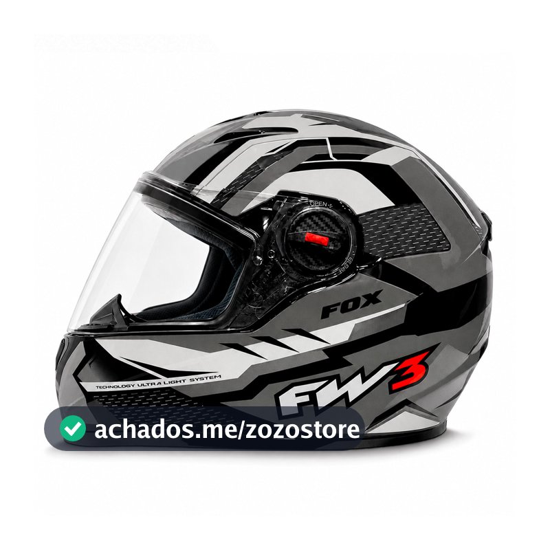 Capacete Moto Fechado GTN Fox Grafite FW3 Tamanho 56 58 60 Viseira Transparente Motociclista Masculino Feminino