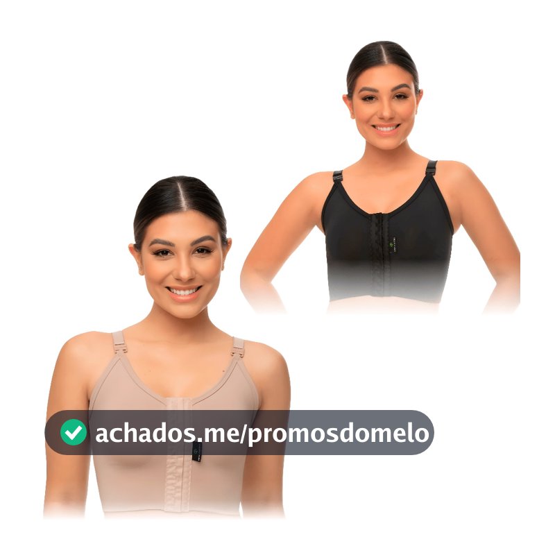 Sutiã Pós Cirúrgico Emana Reforçado Mamoplastia Alta Compressão Registro Anvisa com Fecho Frontal