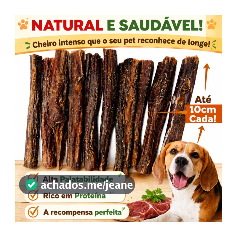 Esôfago Bovino Palito 10 unidades, Desidratado para Cachorro 100% Natural Petisco Saudável para Cães