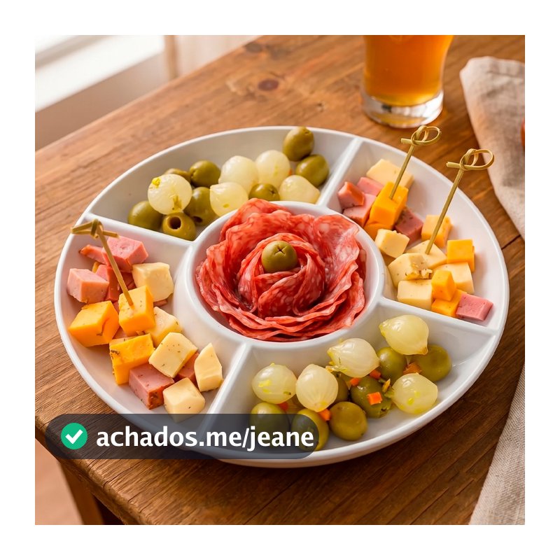 Petisqueira Redonda com Molheira Para Frios Queijos Petiscos Festa Churrasco