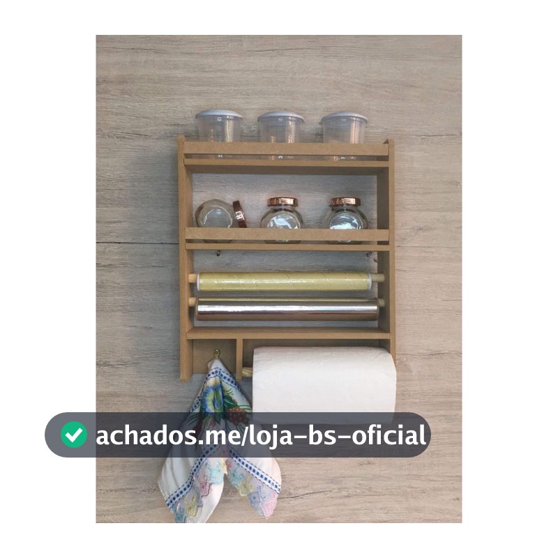 Suporte porta tempero condimentos cozinha duplo organizador parede madeira prateleira mdf