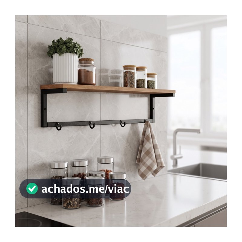 Prateleira prancha suspensa pendurador suporte de parede gancho industrial 60cm