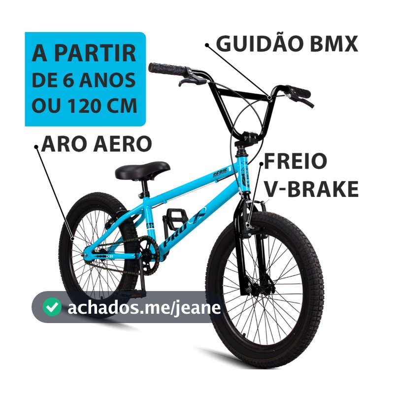 Bicicleta BMX Infantil Pro-X aro 20   Série 1 freios V-Brake Ar Aero
