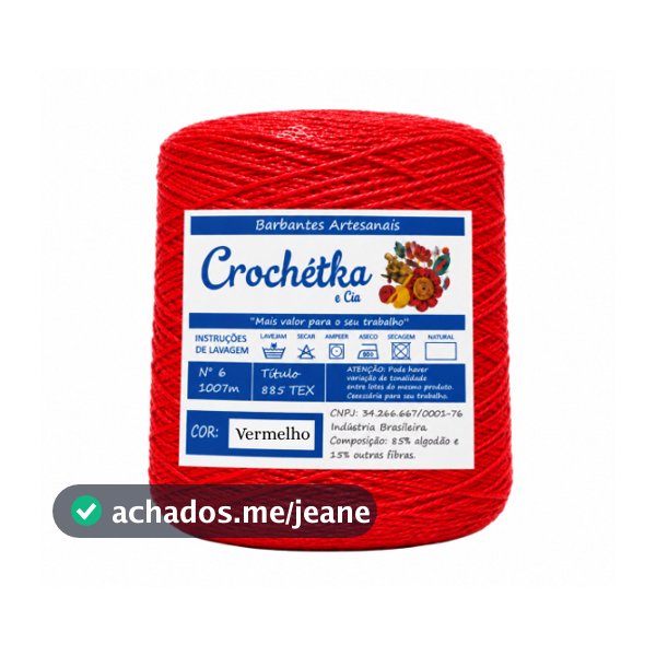 1 Cone Barbante Crochétka 1Kg Fio 6 ou fio 8 Para Crochê - Qualidade E Maciez